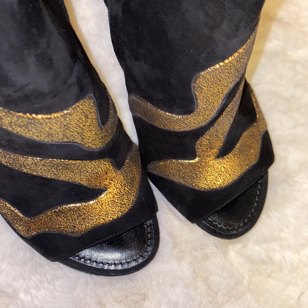 LOUIS VUITTON Gold Flame Peep Toe Booties - Picture 11 of 17
